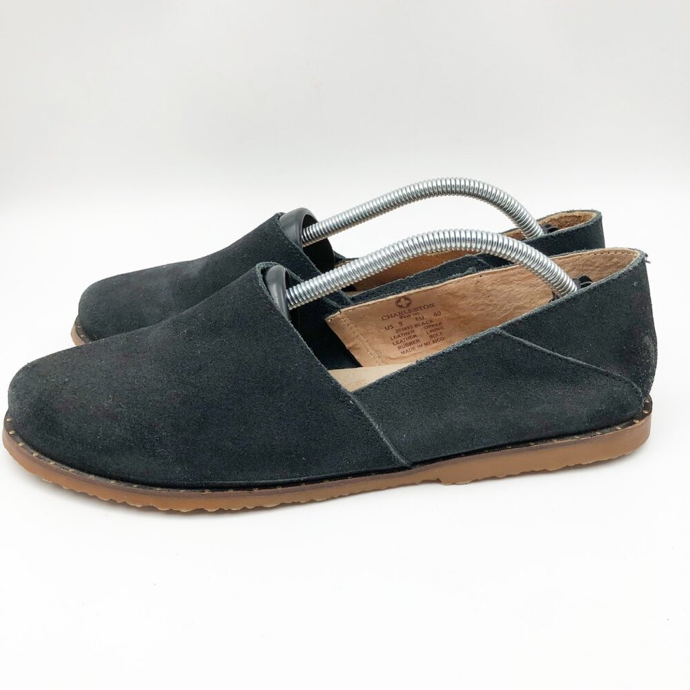 CHARLESTON SHOE CO. Black Leather Suede Gum Sole Flats Womens 9 - Picture 3 of 9